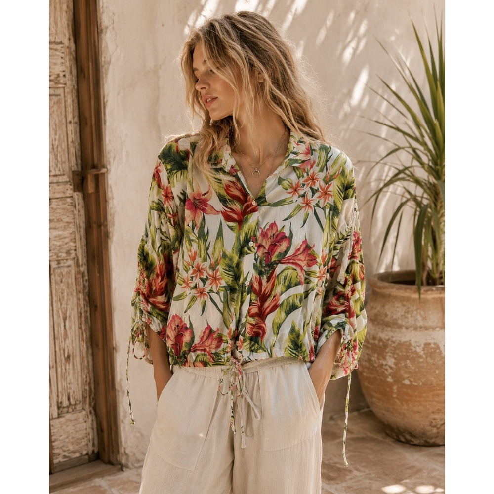 Marc Jacobs Tropical 100% Cotton Blouse- Size L